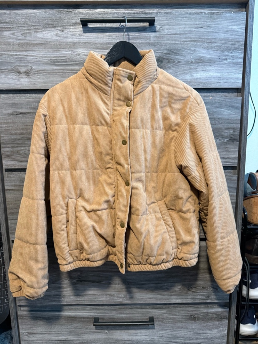 SHEIN Quilted Puffer Jacket — Camel